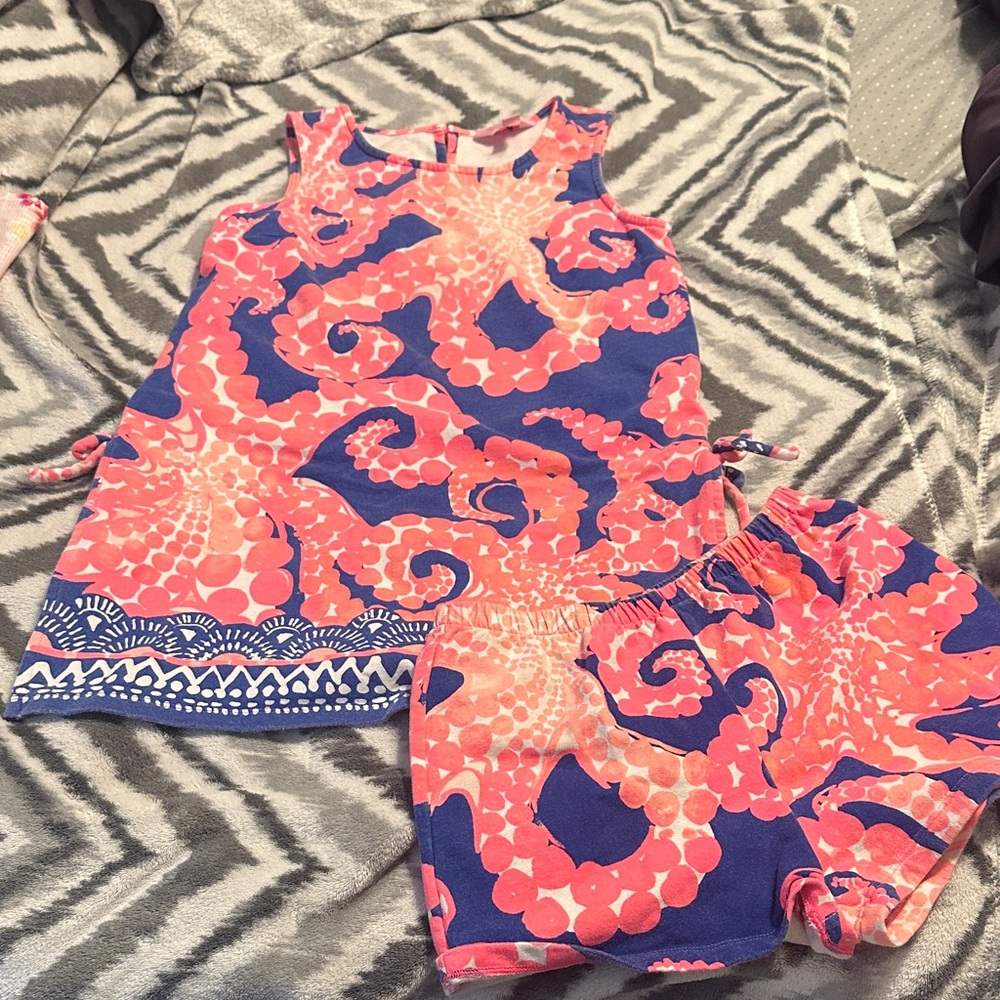 Lilly Pulitzer Girls Pink and Blue Tank Top and Shorts